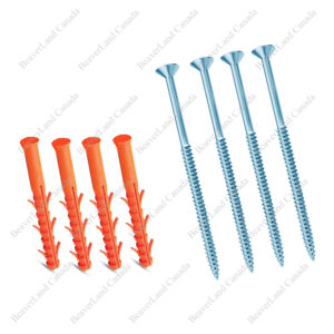 Plastic Anchors with Screws, available in 75mm, 100mm 4pcs/package for Spigot 200Pcs/Box